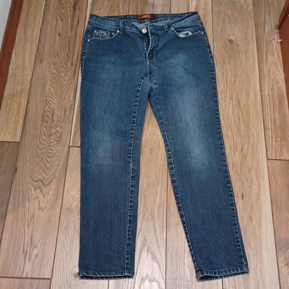 One 5 one Straight Leg Jeans, stretchy,  32/34" waist. 29" inseam, 8" rise